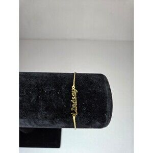 Gold Tone Bracelet Lindsay Name in Script Adjustable Length